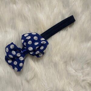Royal Blue Polka Dot Bow Headband